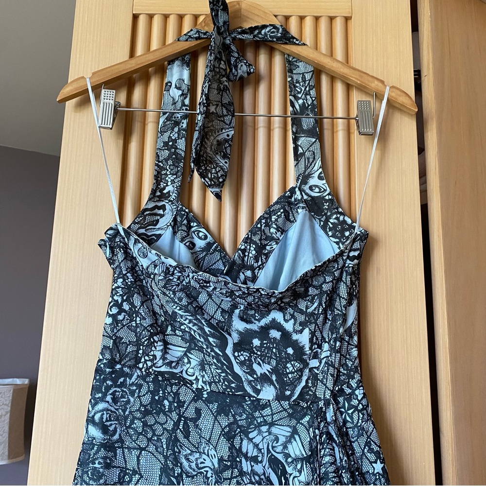 Vintage Alexander McQueen butterfly lace printed silk halter dress - Picture 7 of 12